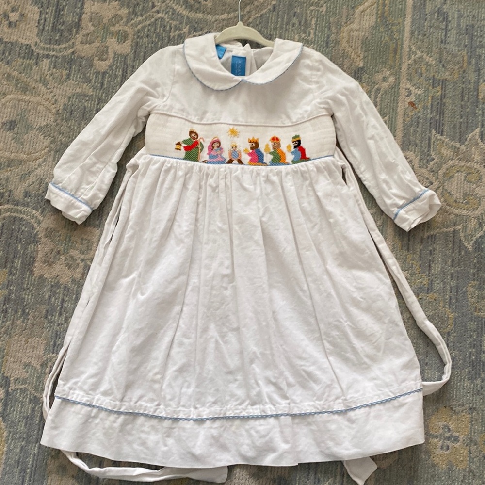 Anavini Hand Smocked Nativity Christmas Dress